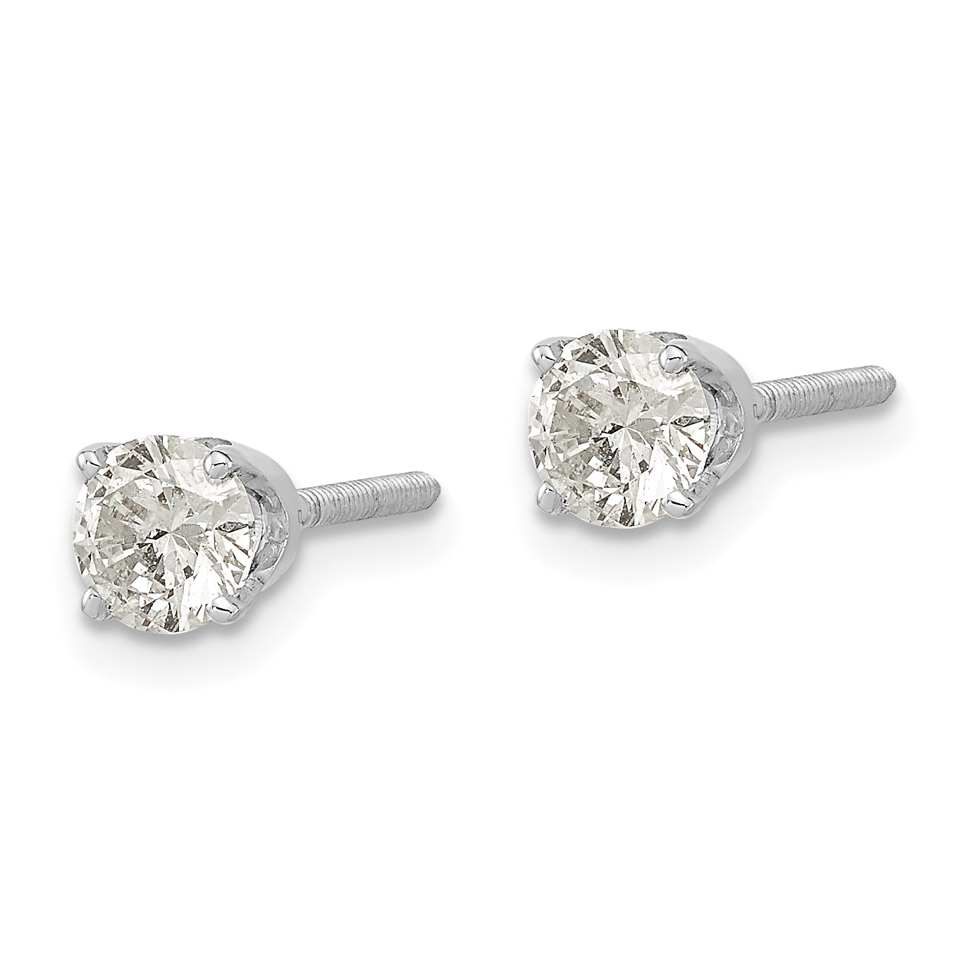 14k White Gold AA Quality Complete Diamond Stud Earring Secondary image