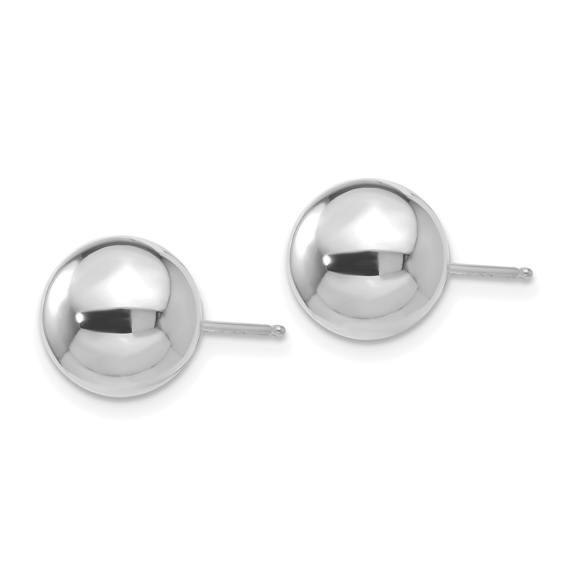 14k White Gold Polished 9mm Ball Post Earrings Secondary image