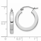 14k White Gold Square Tube Hoop Earrings