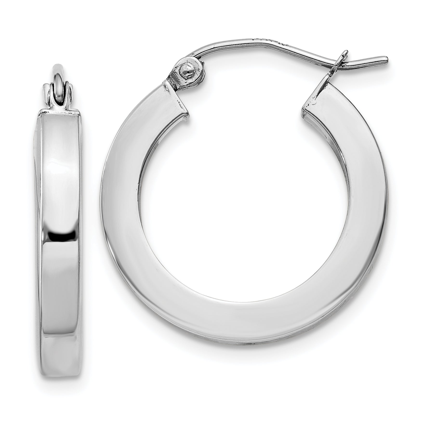 14k White Gold Square Tube Hoop Earrings Main image