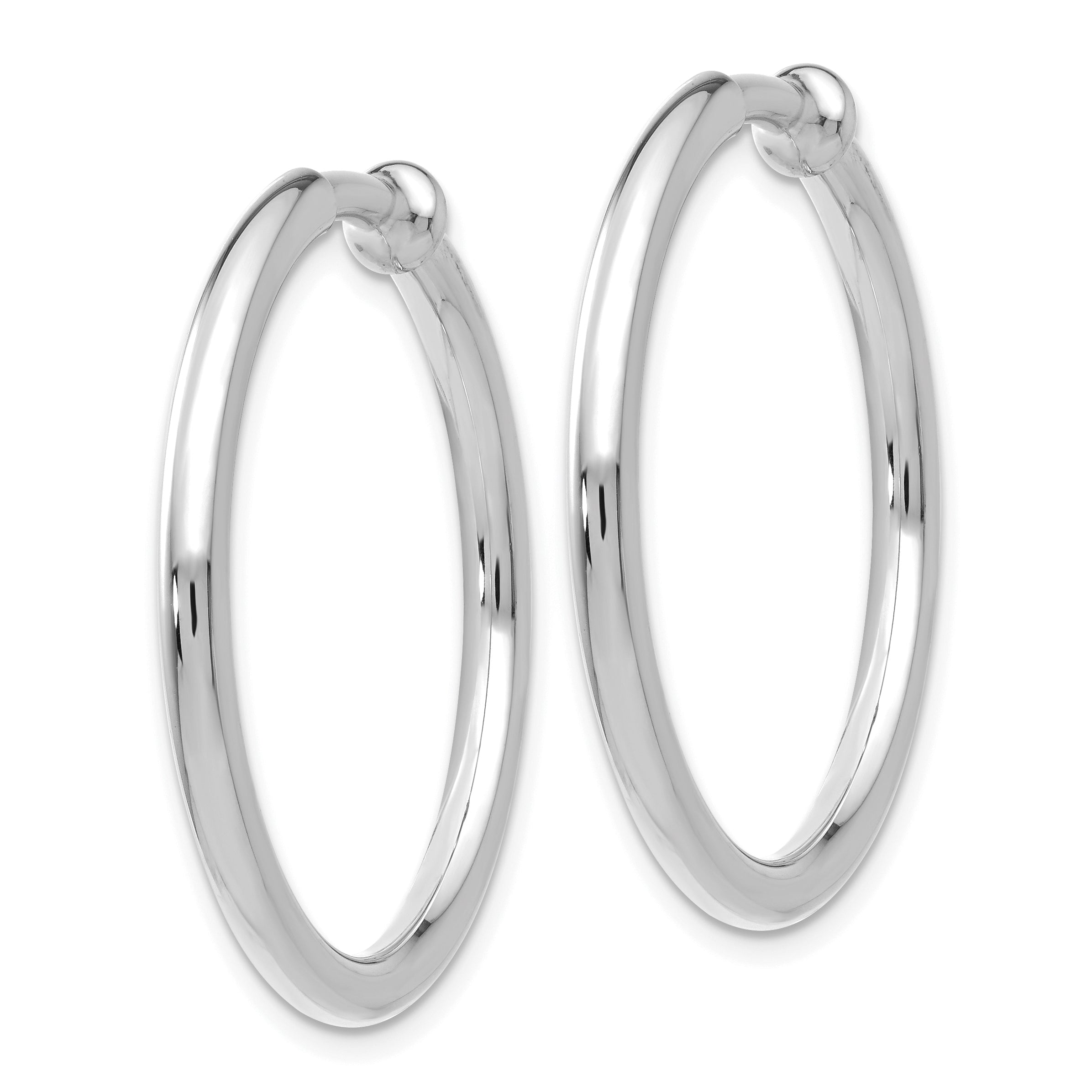14k White Gold Non-pierced Earring Hoops Earrings Secondary image