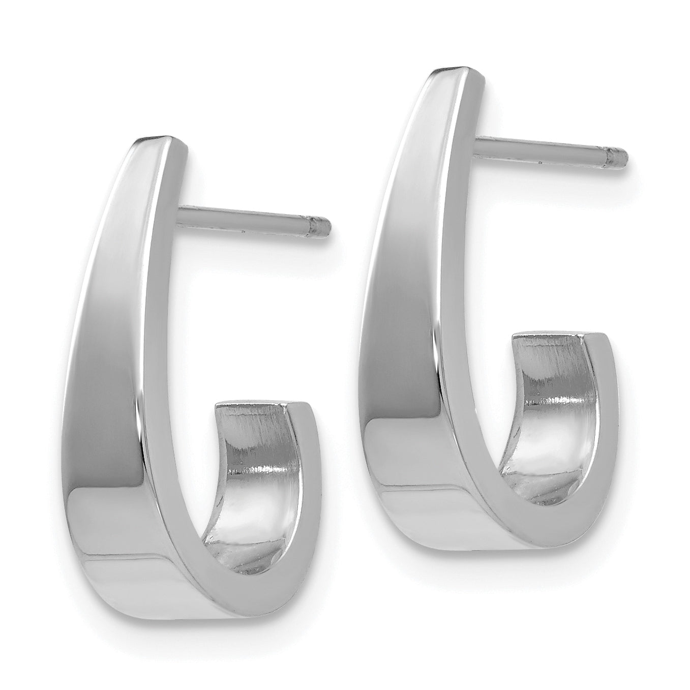 14k White Gold Polished J-Hoop Post Earrings Secondary image