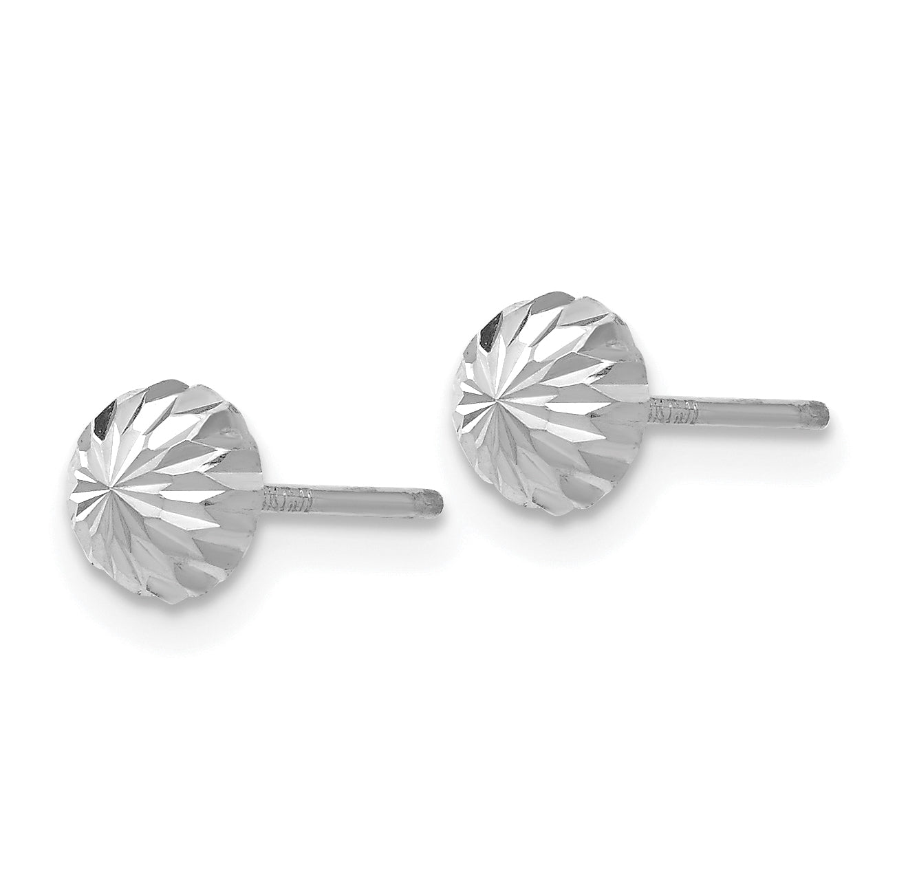 14k White Gold Polished & Diamond-Cut Half Ball Post Earrings Secondary image
