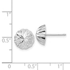 14k White Gold Polished & Diamond-Cut Half Ball Post Earrings