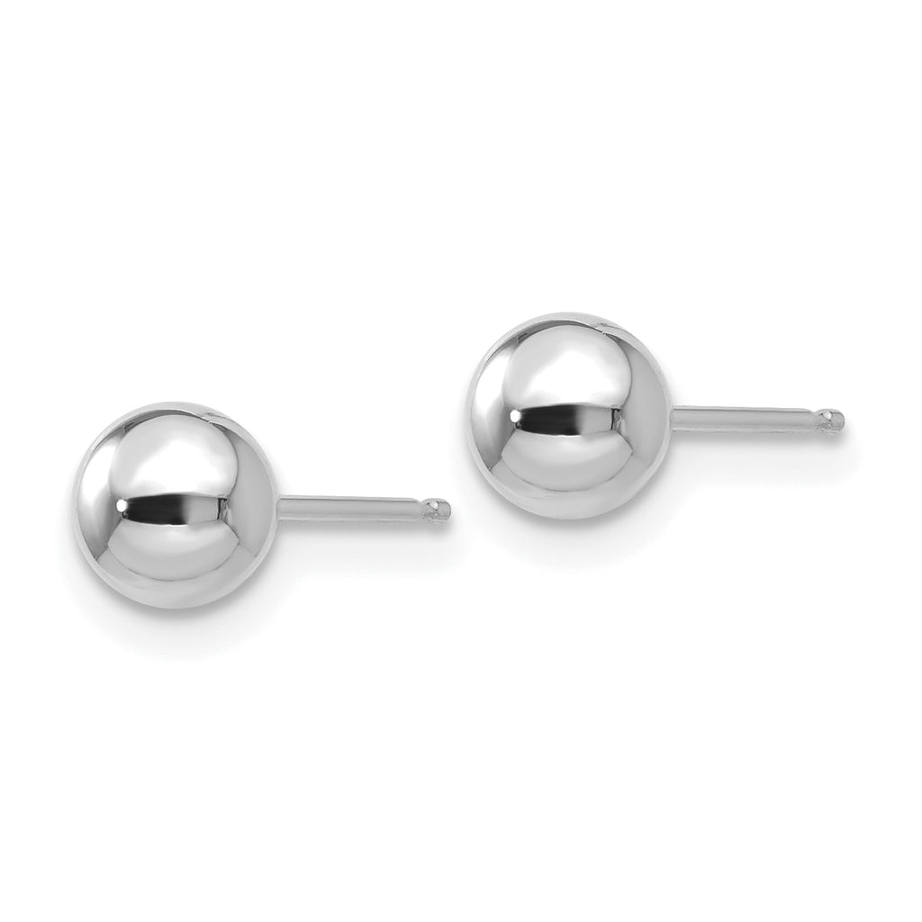 Puffed Ball Stud Earrings in 14K White Gold, 5mm