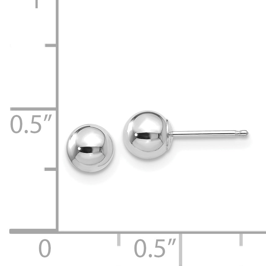 Puffed Ball Stud Earrings in 14K White Gold, 5mm