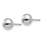 Puffed Ball Stud Earrings in 14K White Gold, 6mm