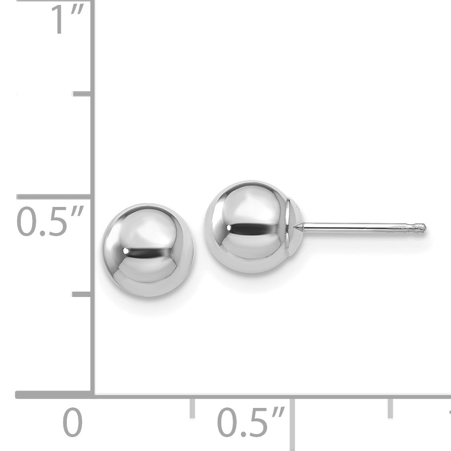 Puffed Ball Stud Earrings in 14K White Gold, 6mm