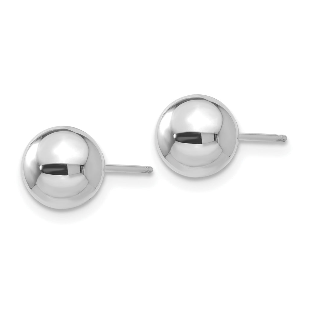 Puffed Ball Stud Earrings in 14K White Gold, 7mm