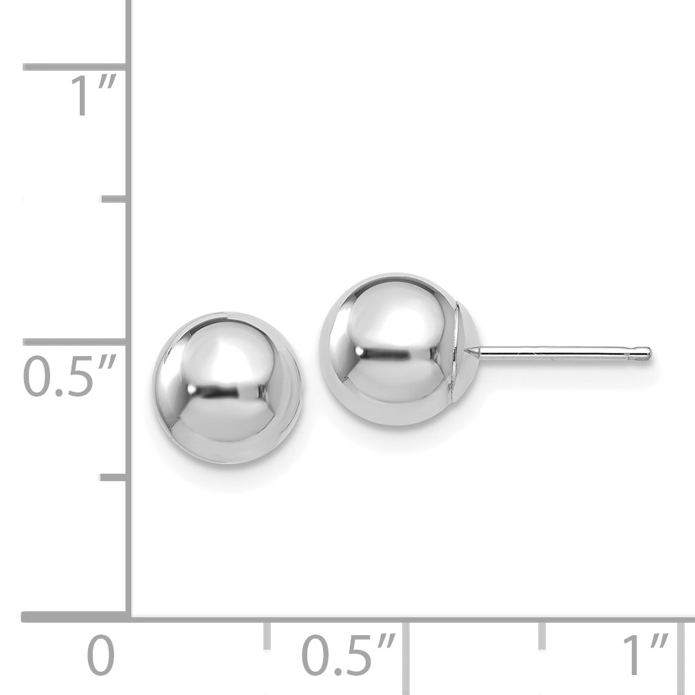 Puffed Ball Stud Earrings in 14K White Gold, 7mm