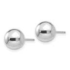 Polished Puffed Ball Stud Earrings in 14K White Gold, 8mm