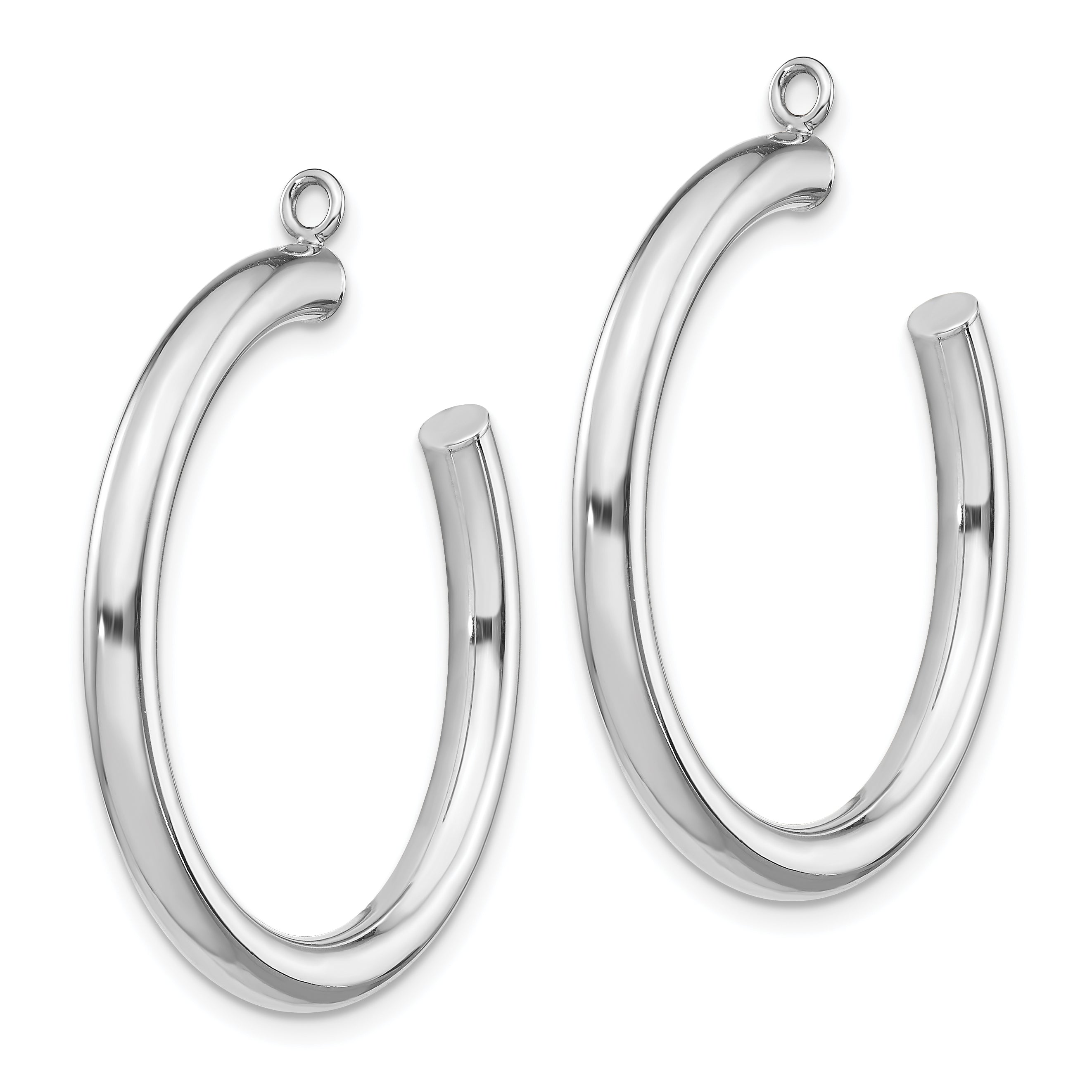 14k White Gold Polished Tube Hoop Earring Jackets Secondary image