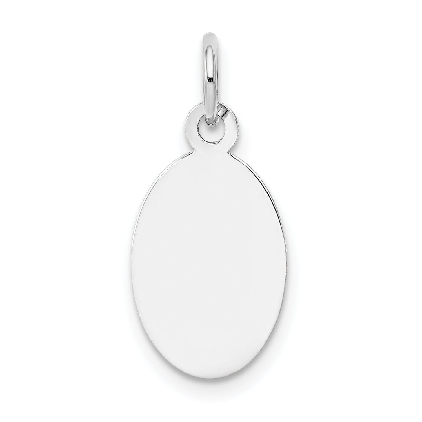 14K White Gold Plain .011 Gauge Oval Engravable Disc Charm