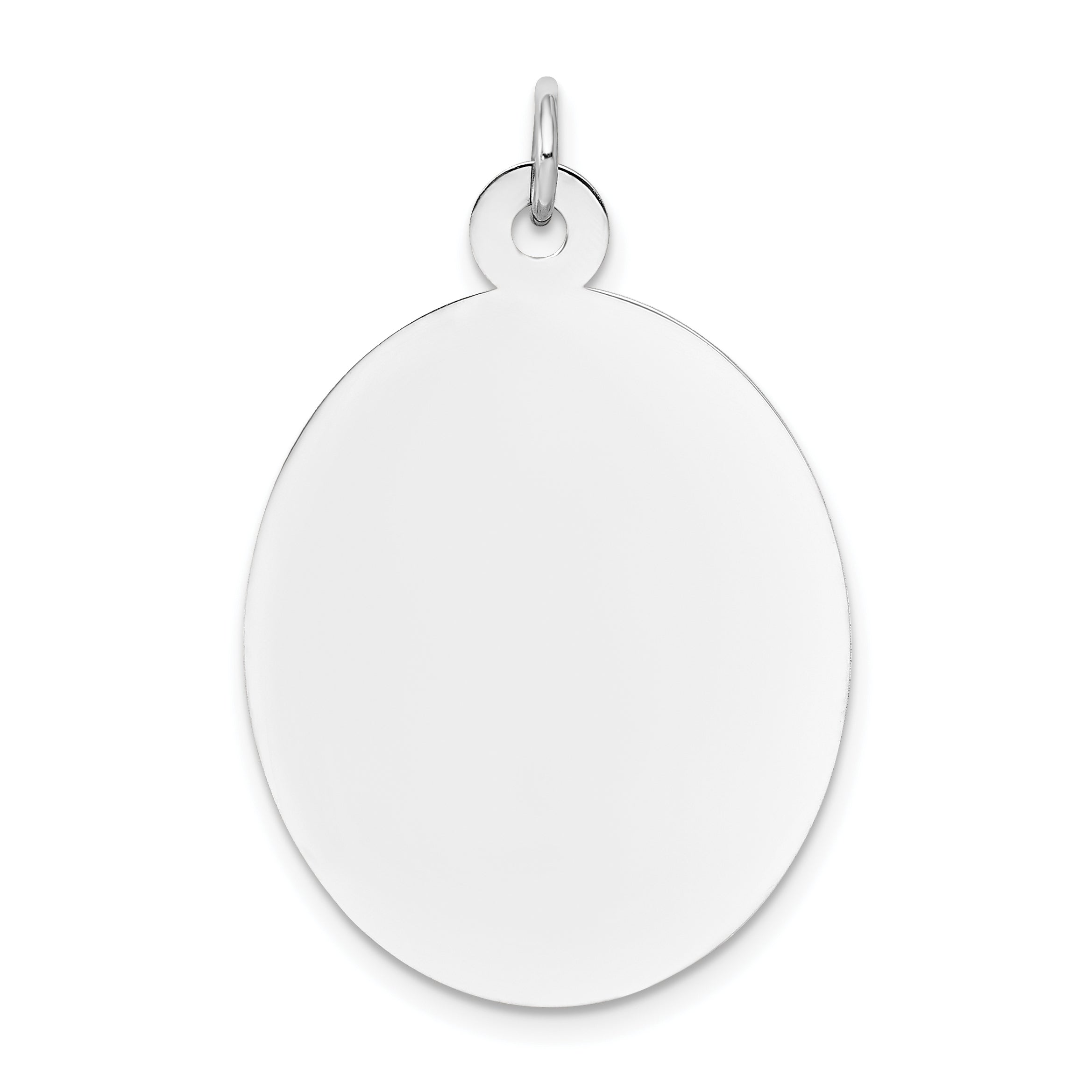 14K White Gold Plain .018 Gauge Oval Engravable Disc Charm