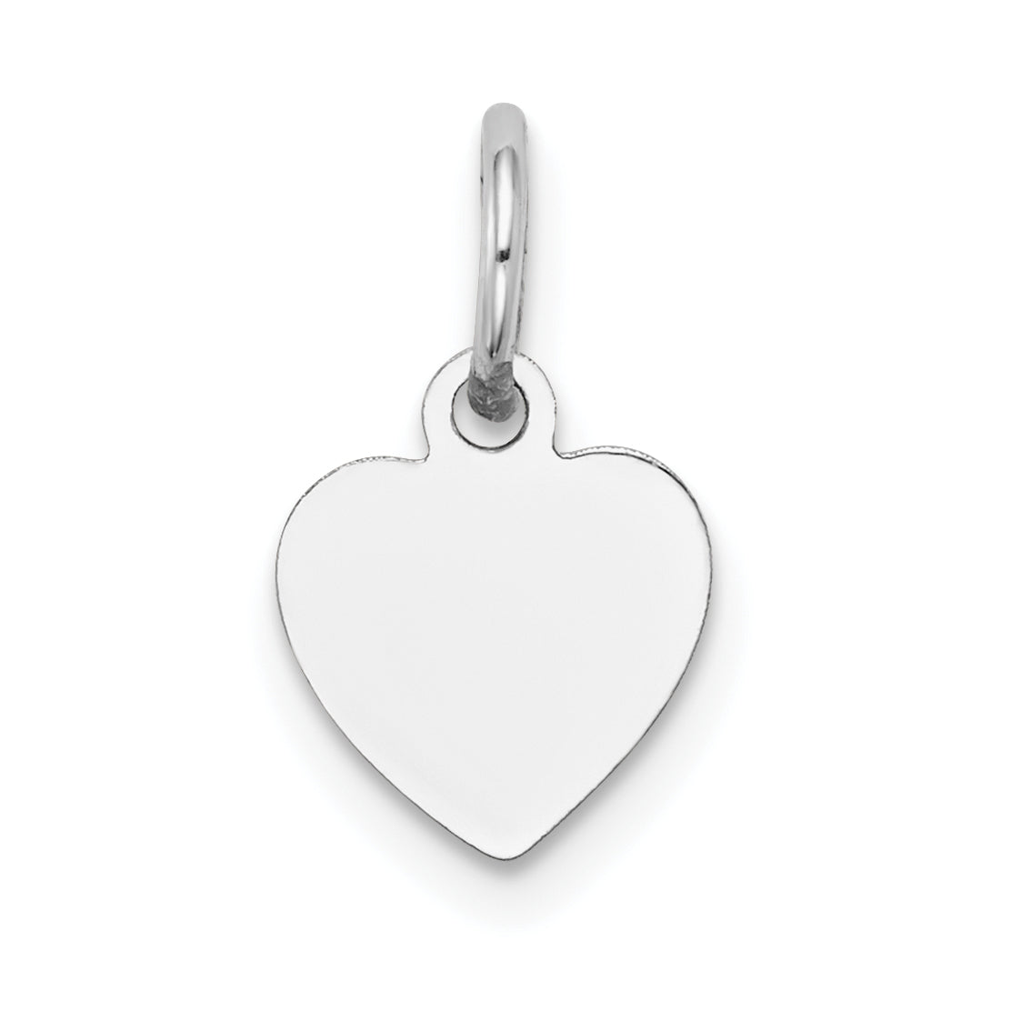 14K White Gold Plain .009 Gauge Engravable Heart Charm