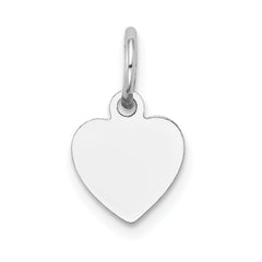 14K White Gold Plain .013 Gauge Engravable Heart Charm