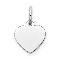 14K White Gold Plain .011 Gauge Engravable Heart Charm