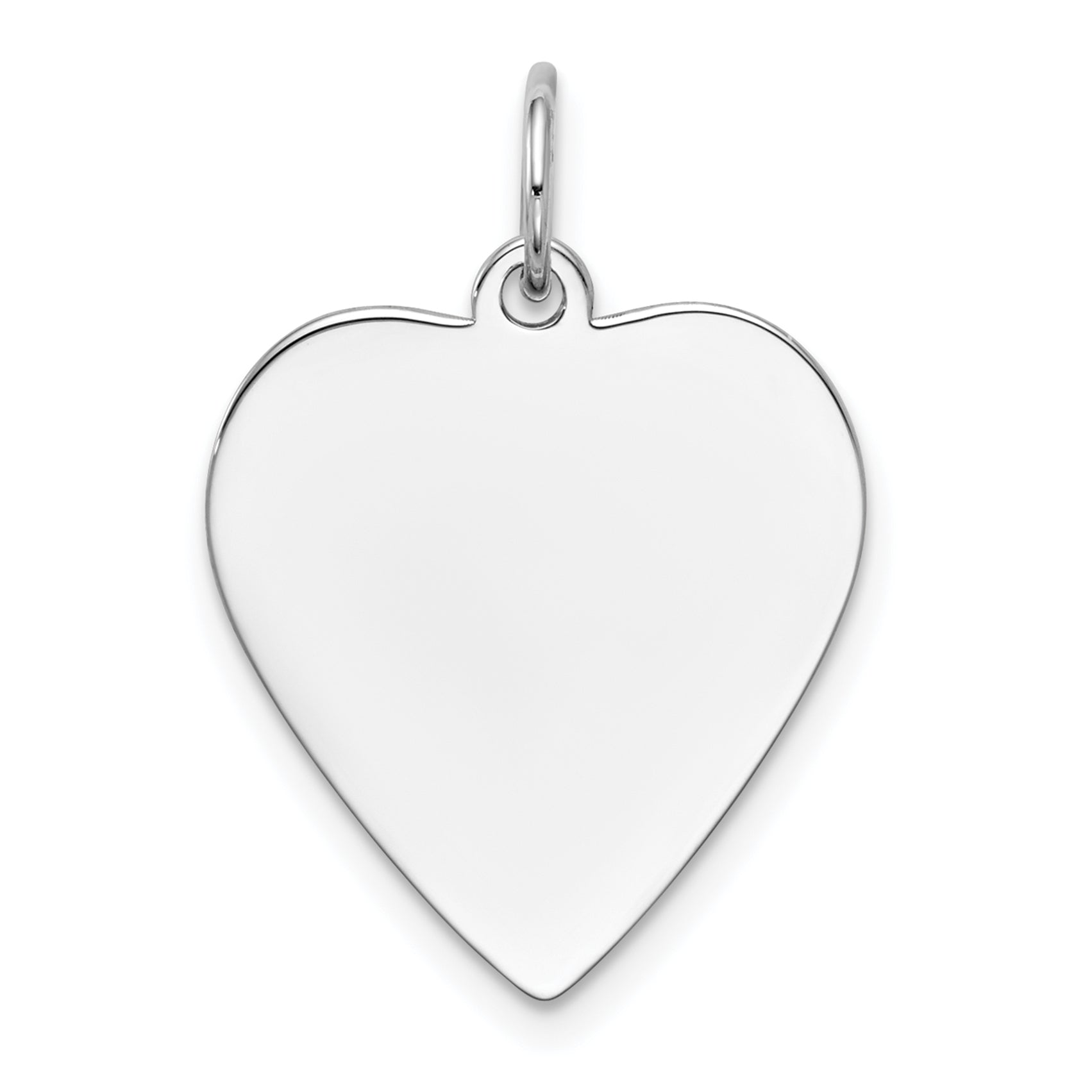 14K White Gold Plain .013 Gauge Engravable Heart Charm