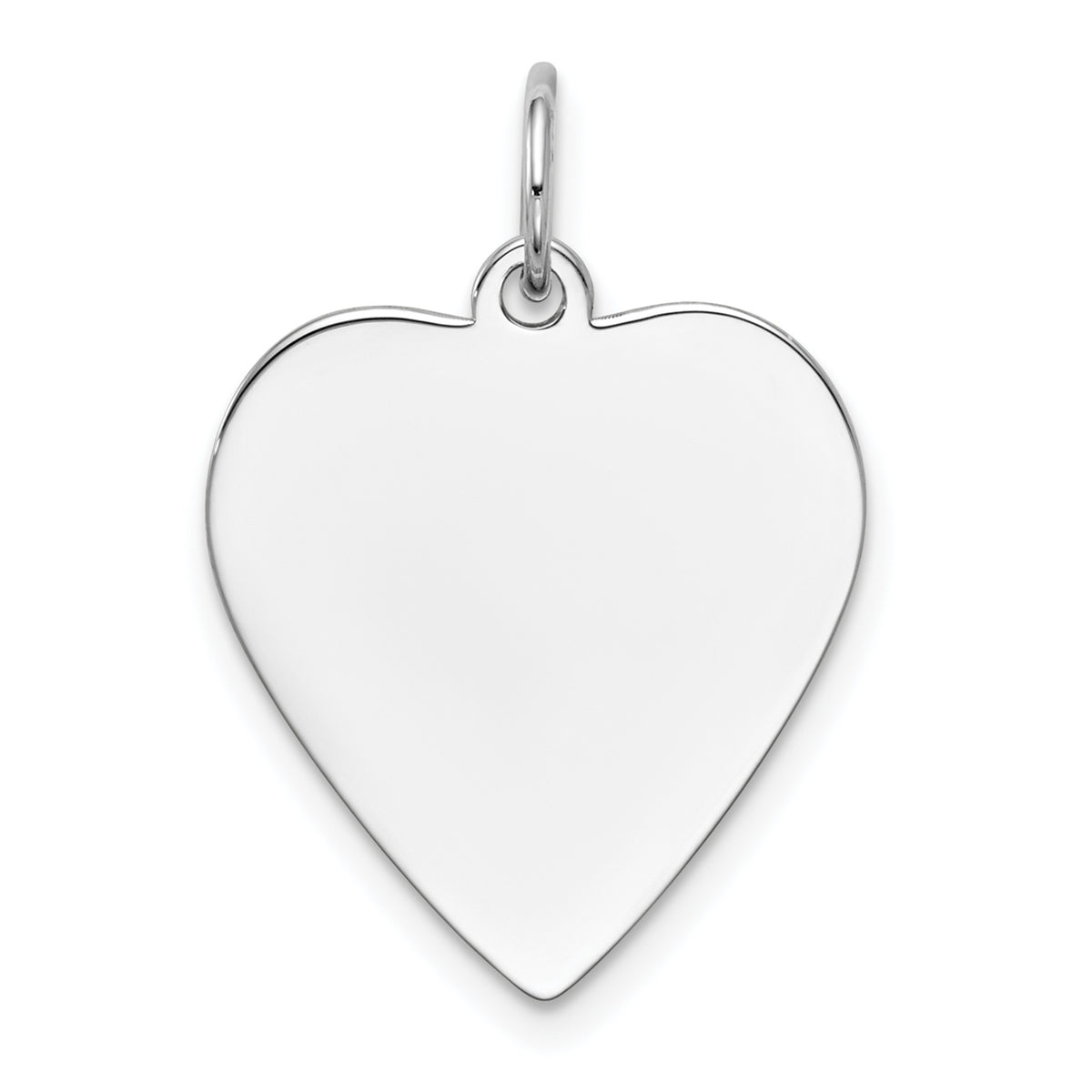 14K White Gold Plain .013 Gauge Engravable Heart Charm