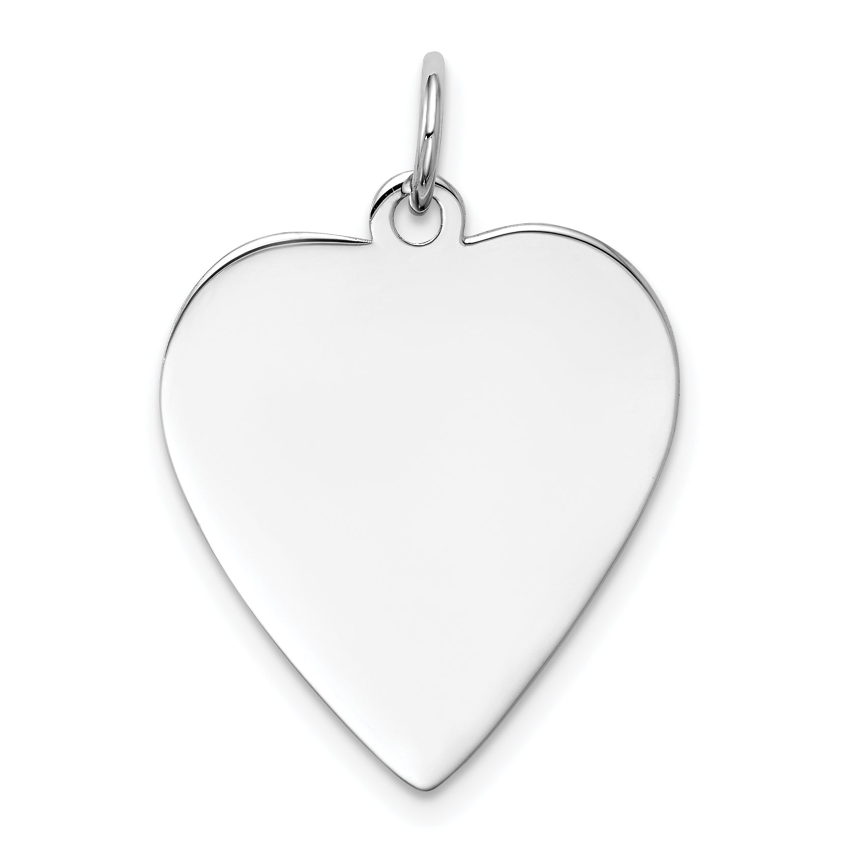 14K White Gold Plain .035 Gauge Engravable Heart Charm