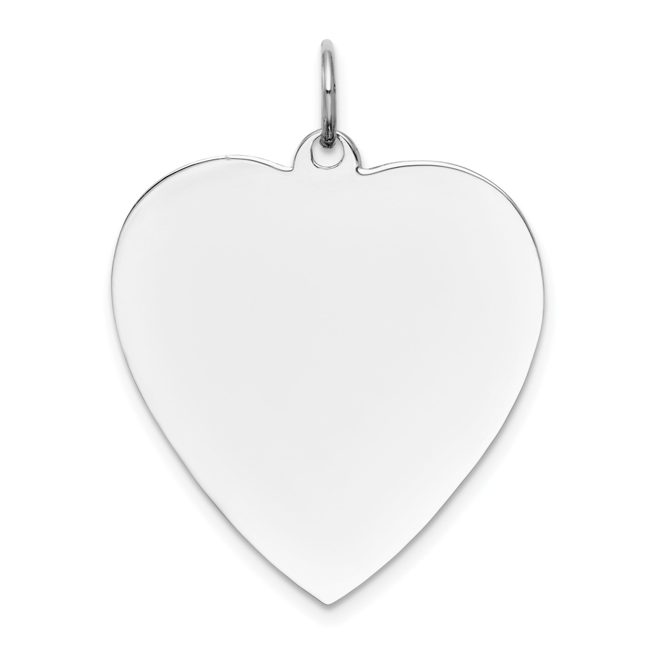 14K White Gold Plain .018 Gauge Engravable Heart Charm