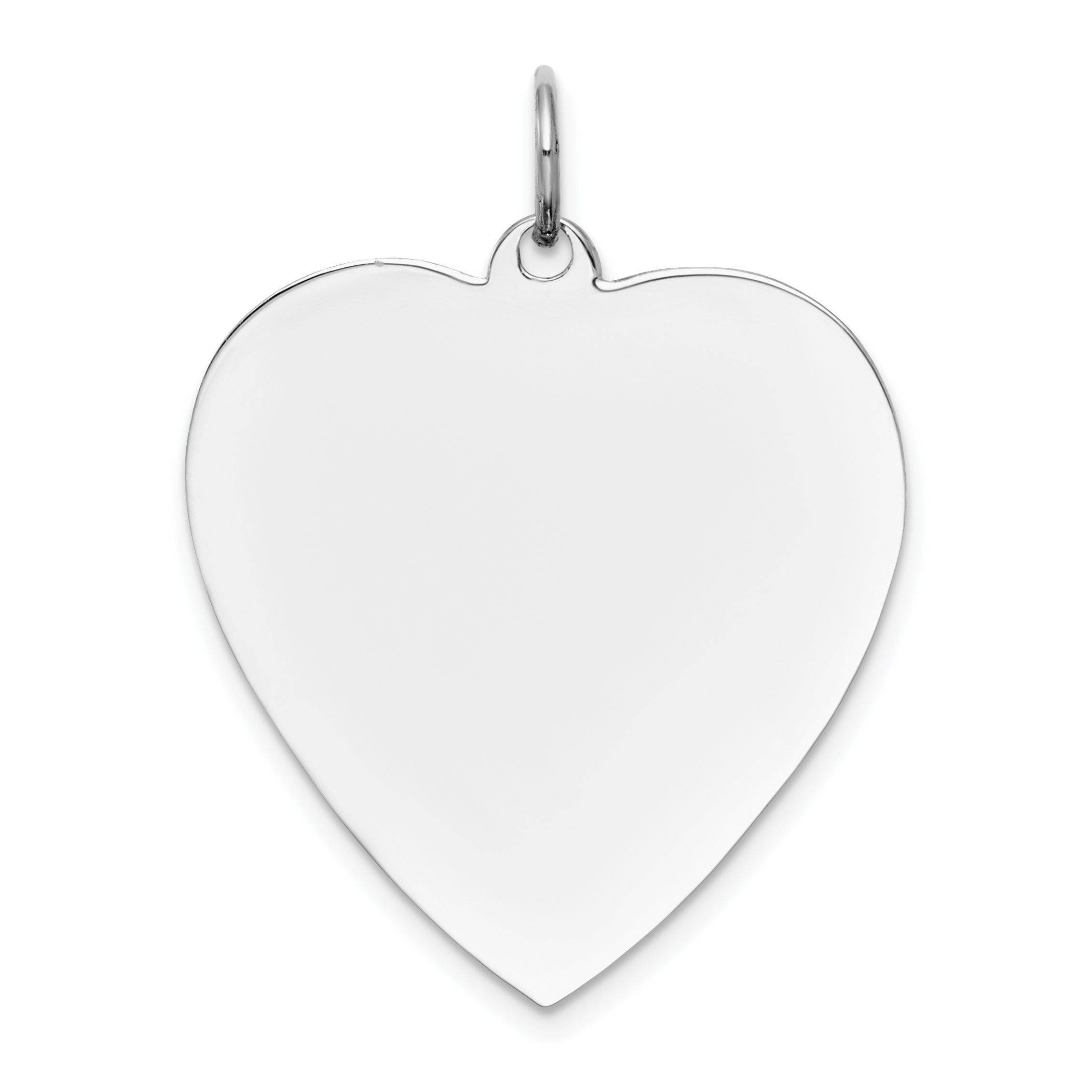 14K White Gold Plain .035 Gauge Engravable Heart Charm