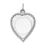 14k White Gold Etched Design .013 Gauge Engravable Heart Charm