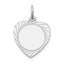 14k White Gold Etched Design .013 Gauge Engravable Heart Charm