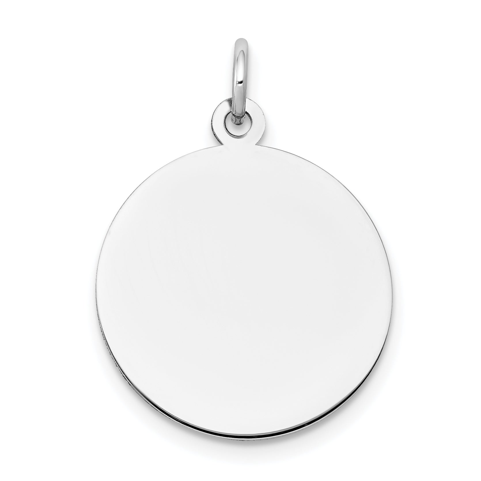 14K White Gold Plain .011 Gauge Round Engravable Disc Charm Main image