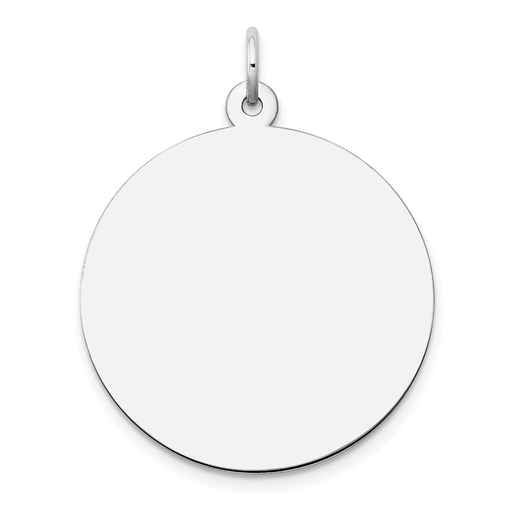 14K White Gold Plain .027 Gauge Round Engravable Disc Charm