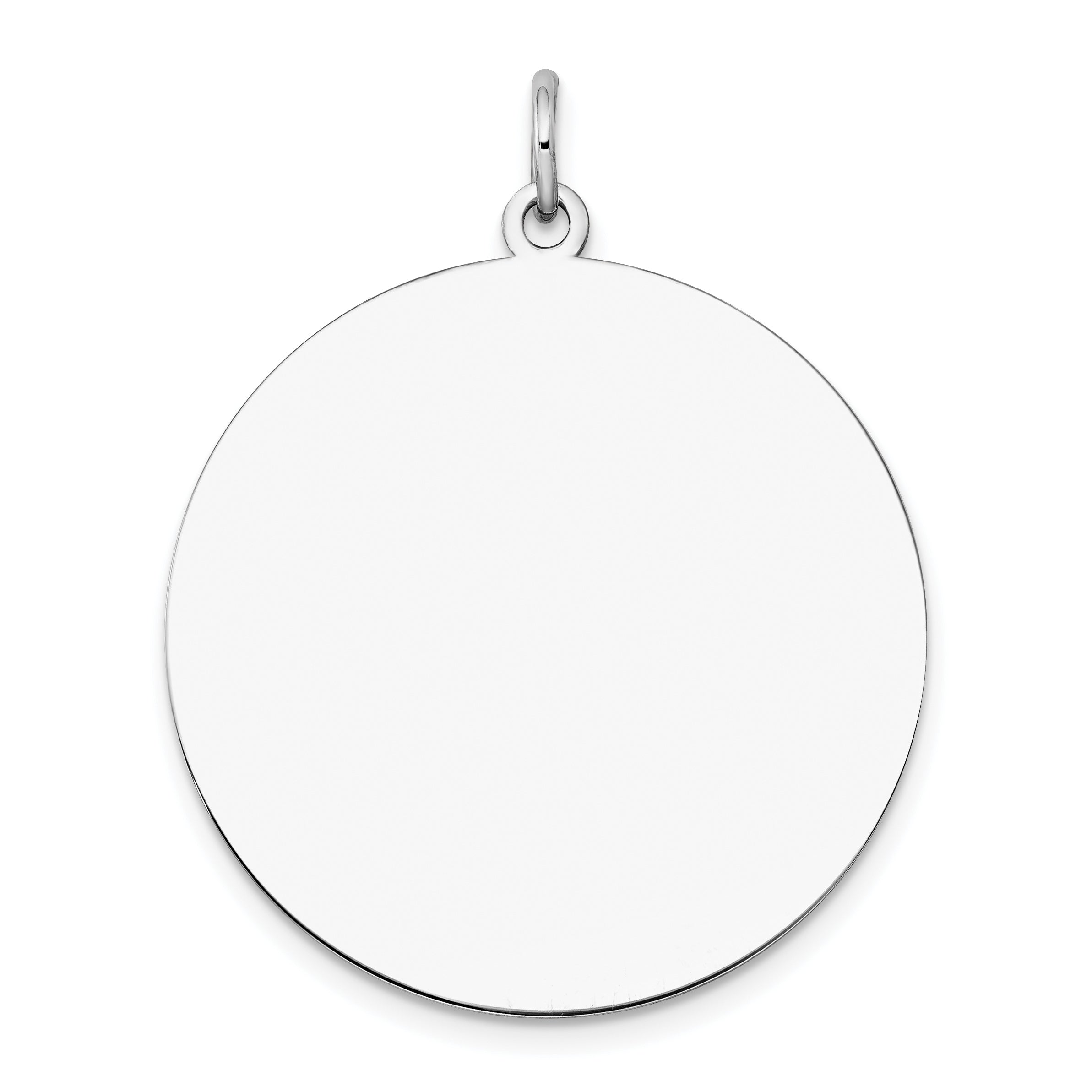 14K White Gold Plain .035 Gauge Round Engravable Disc Charm