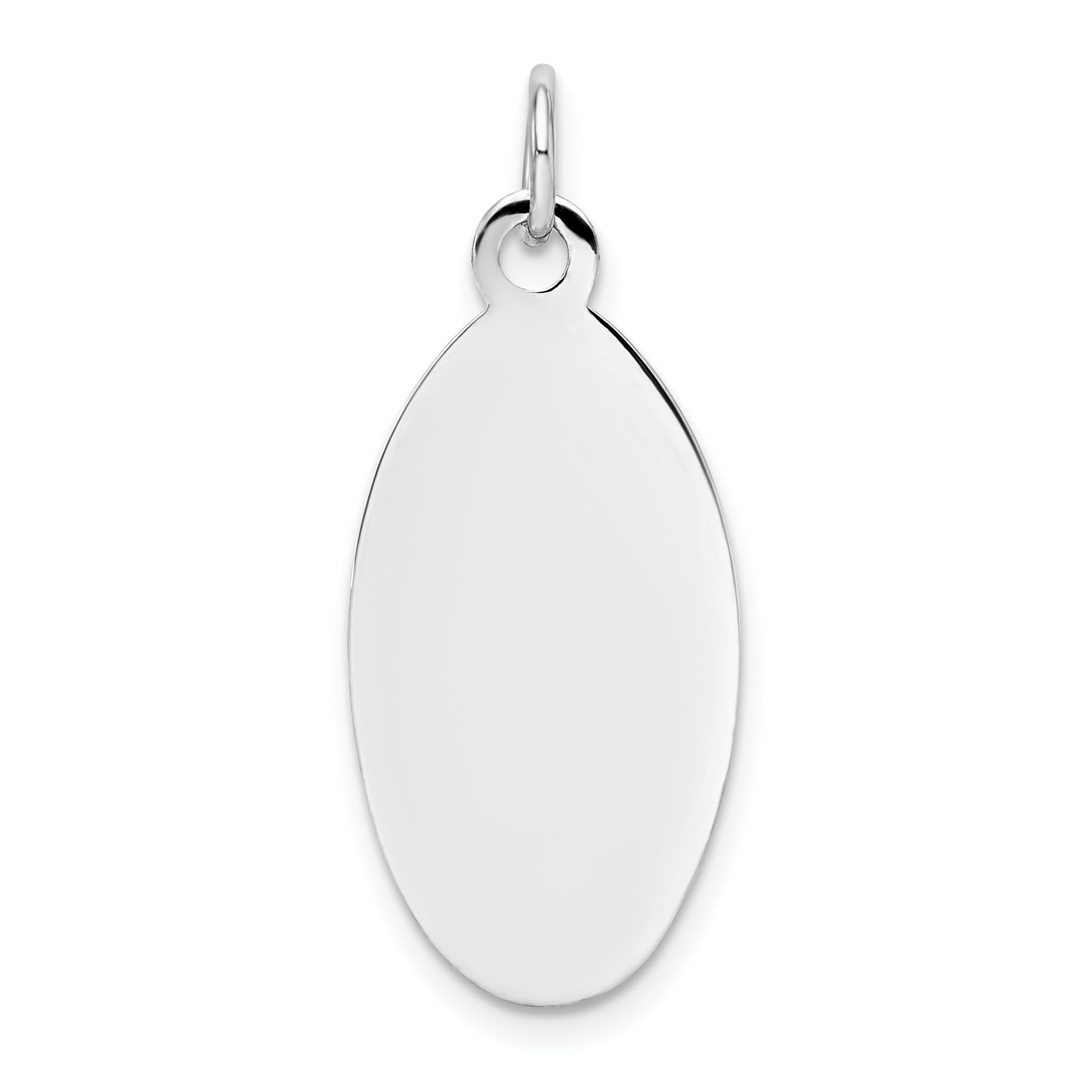 14k White Gold Plain .018 Gauge Elliptical Engravable Disc Charm