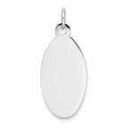 14k White Gold Plain .018 Gauge Elliptical Engravable Disc Charm