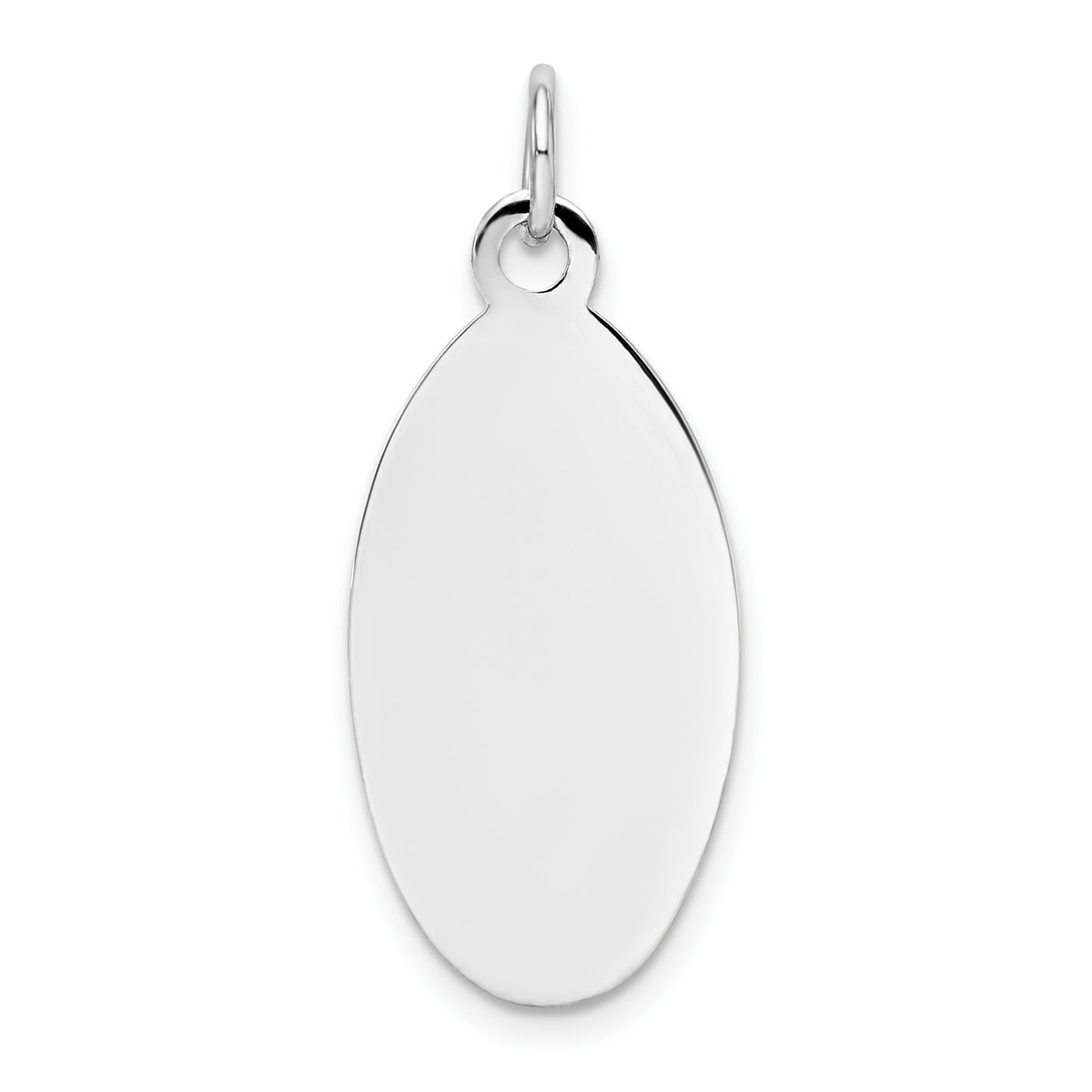 14k White Gold Plain .018 Gauge Elliptical Engravable Disc Charm