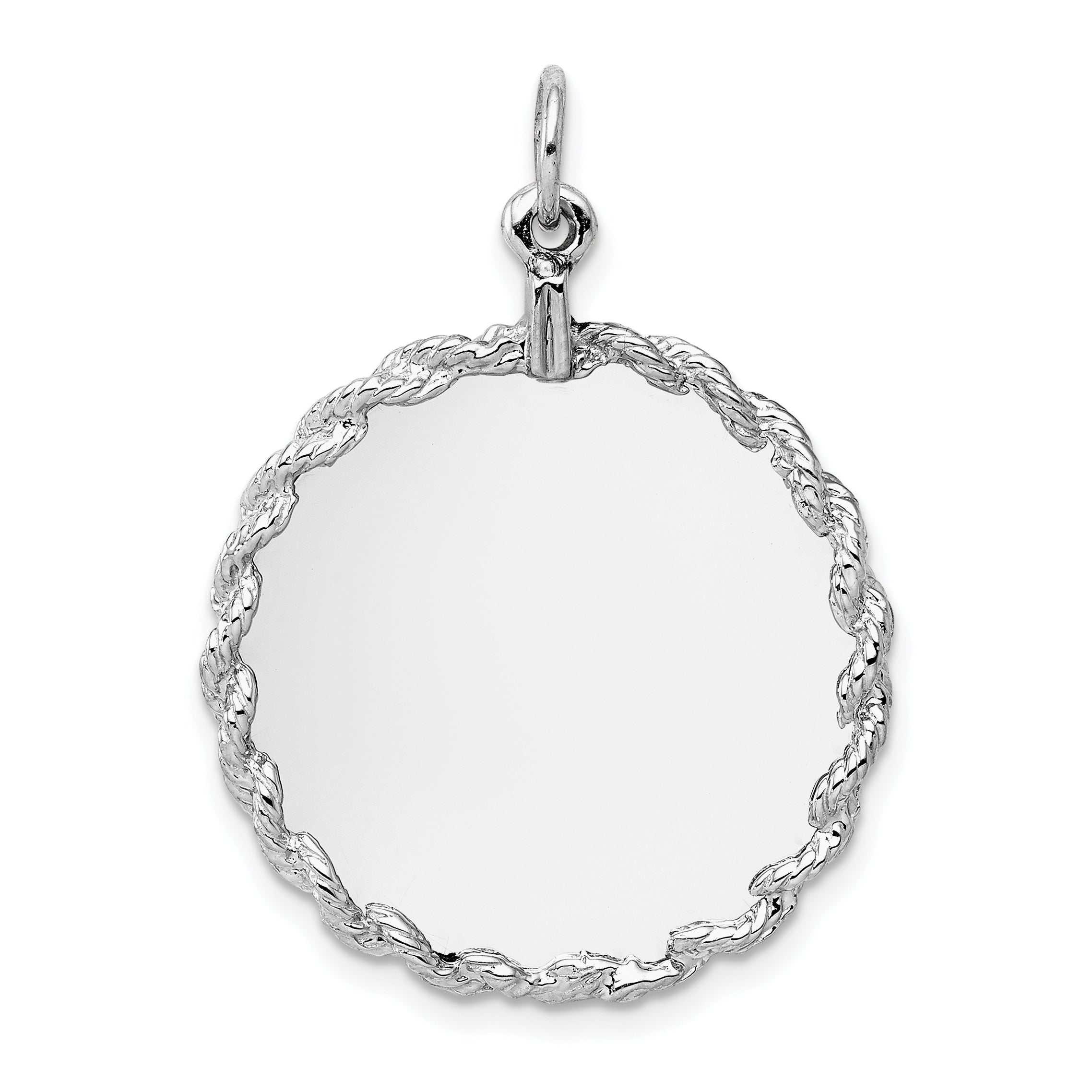14k White Gold Rounded with Rope .013 Gauge Engravable Disc