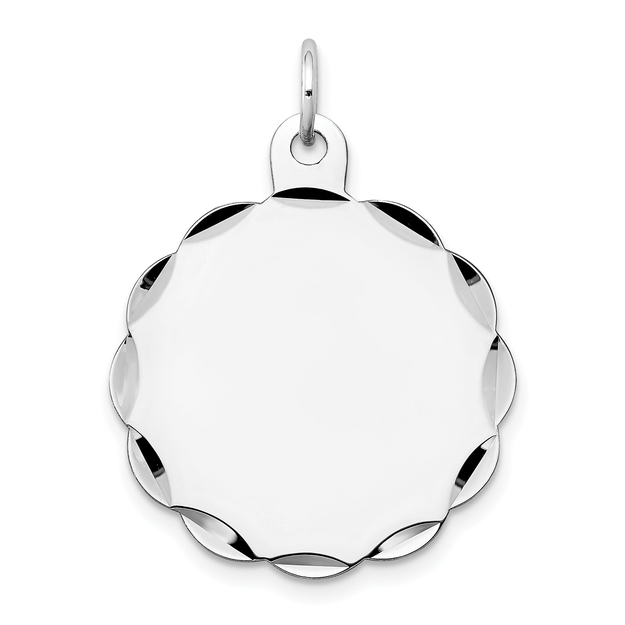 14K White Gold .013 Gauge Engraveable Scalloped Disc Charm Main image