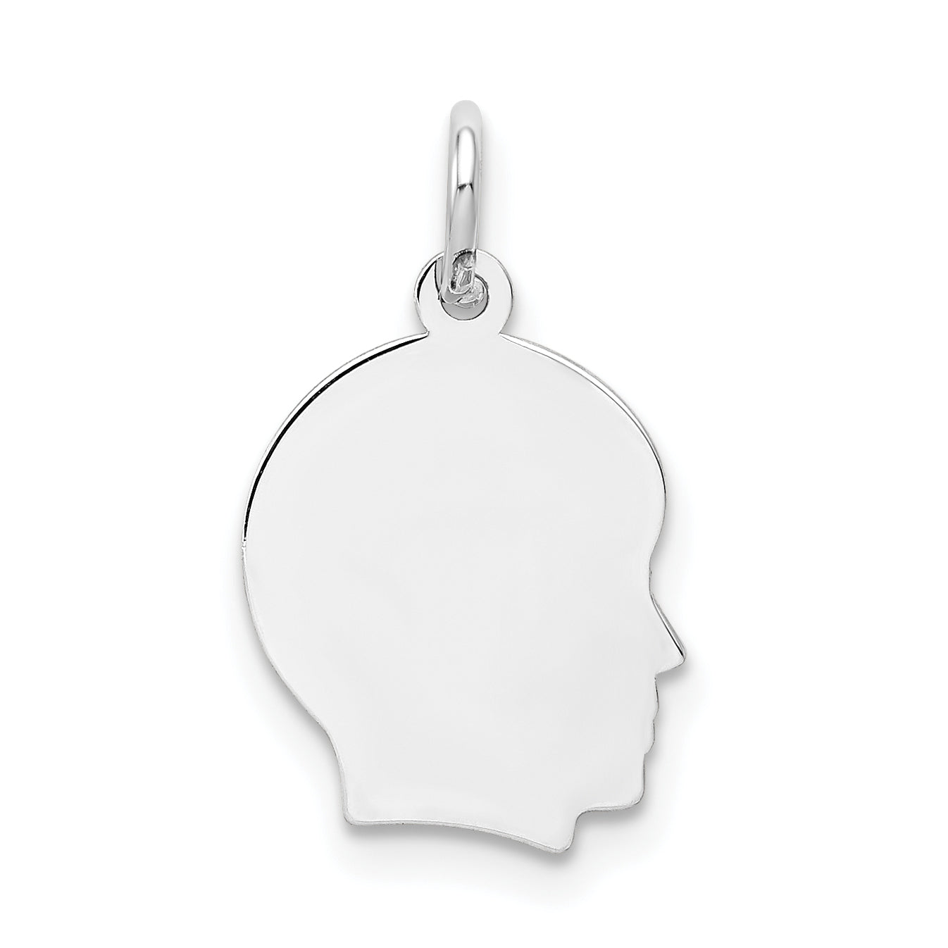 14K White Gold Plain Small Facing Right Engravable Boy Charm Main image