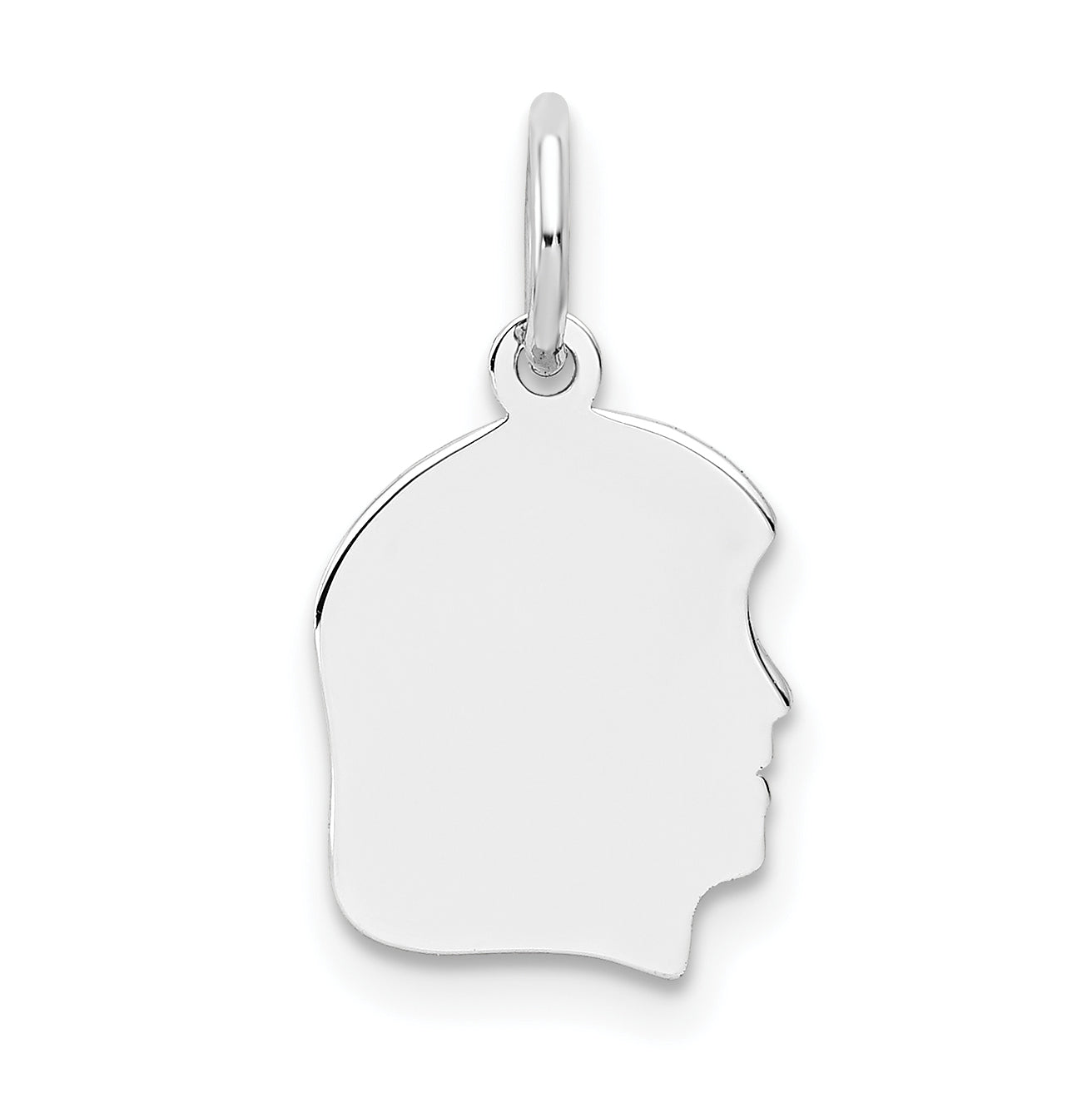 14K White Gold Plain Small Facing Right Engravable Girl Charm Main image