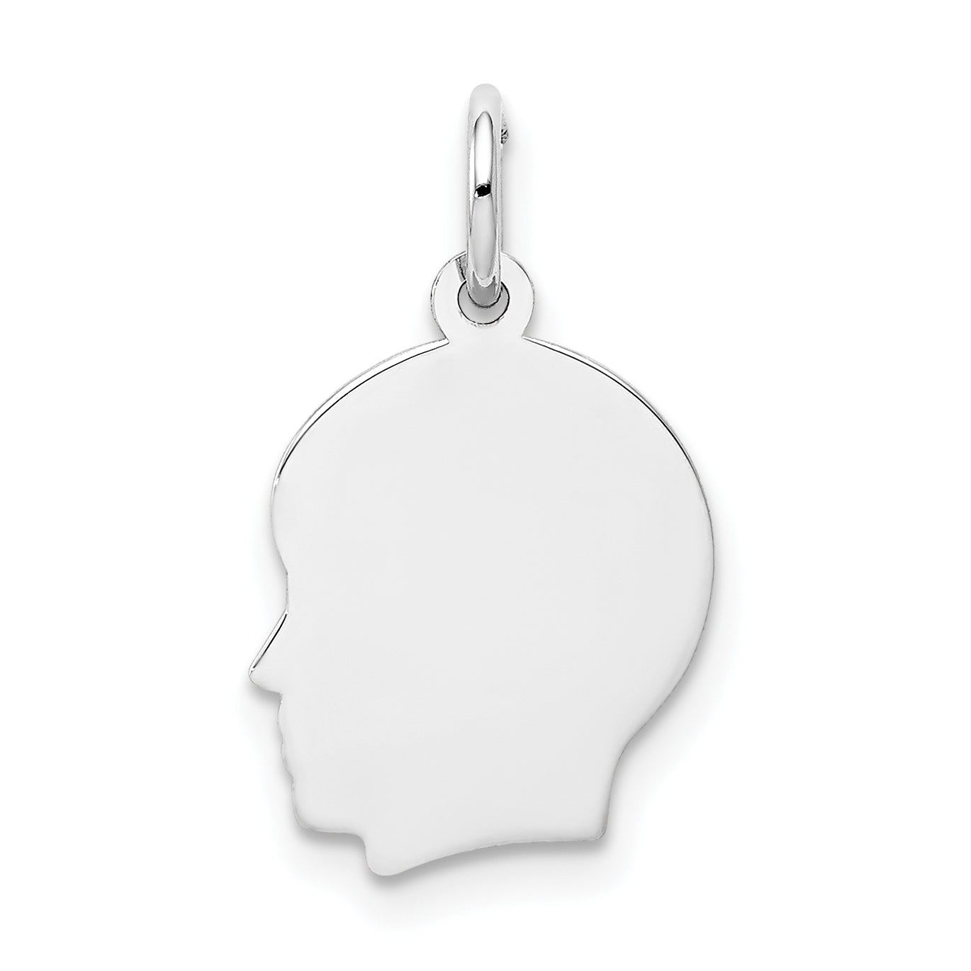 14K White Gold Plain Small Facing Left Engravable Boy Charm Main image