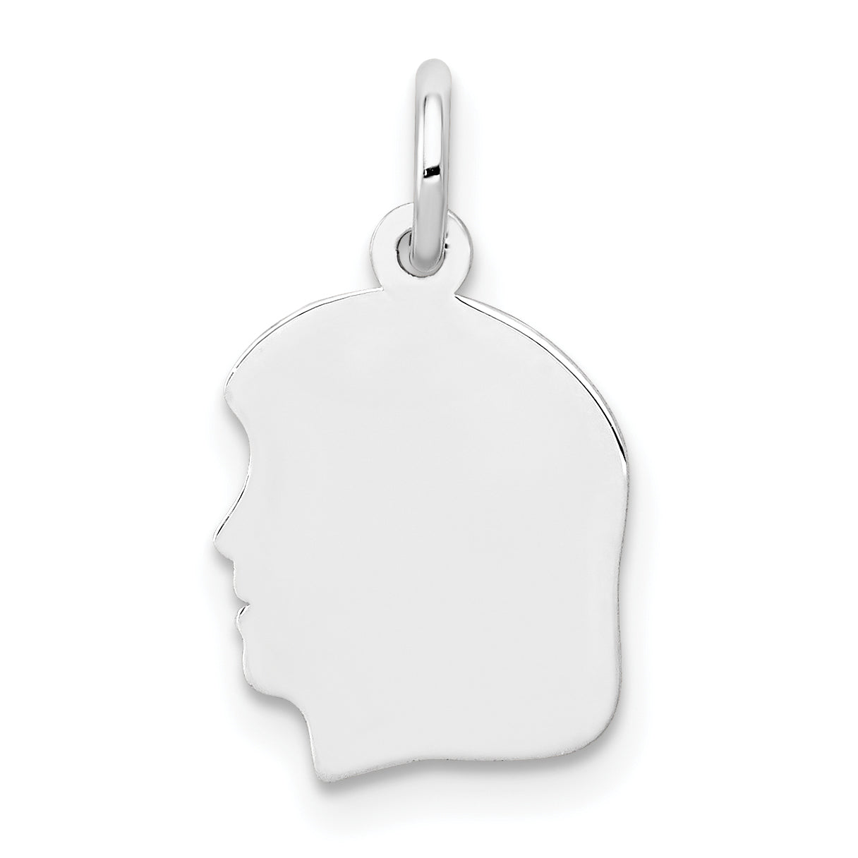 14K White Gold Plain Small Facing Left Engravable Girl Charm Main image