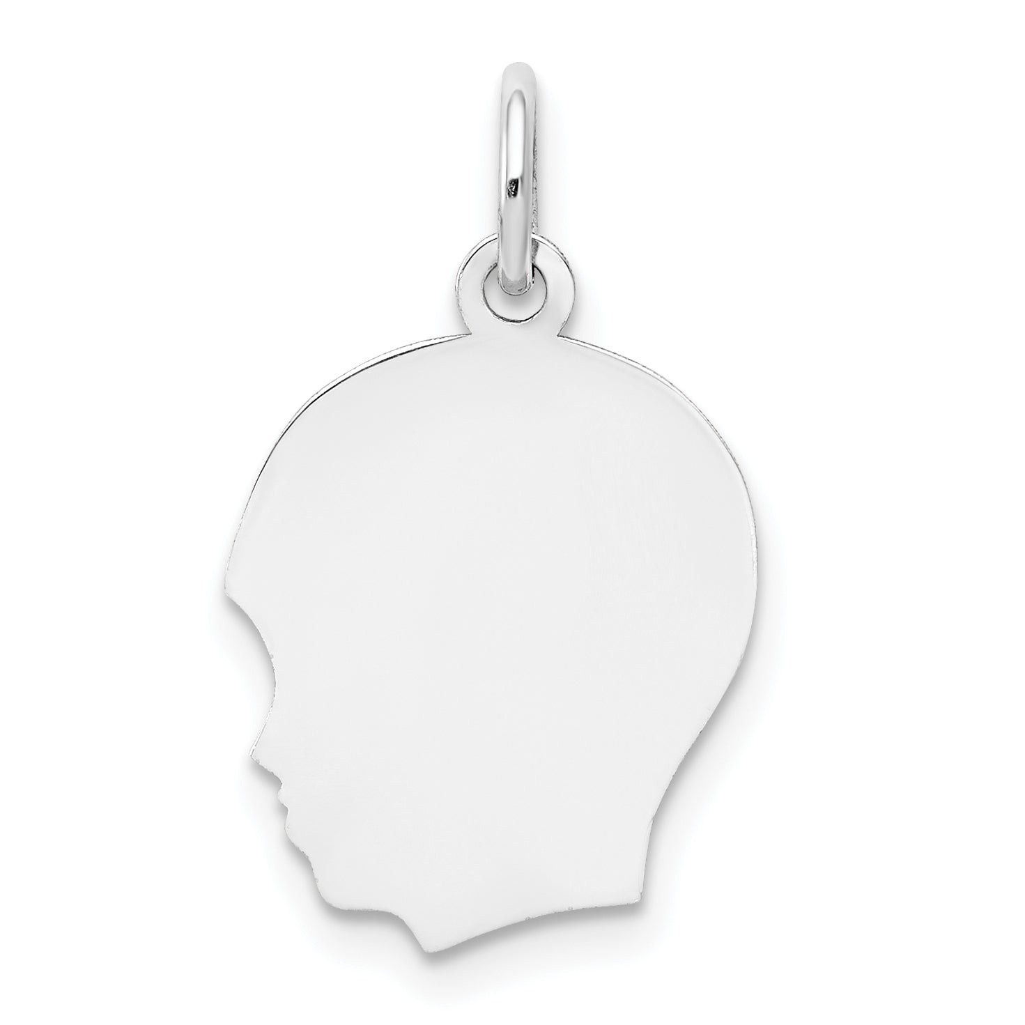 14K White Gold Plain Medium Facing Left Engravable Boy Charm Main image