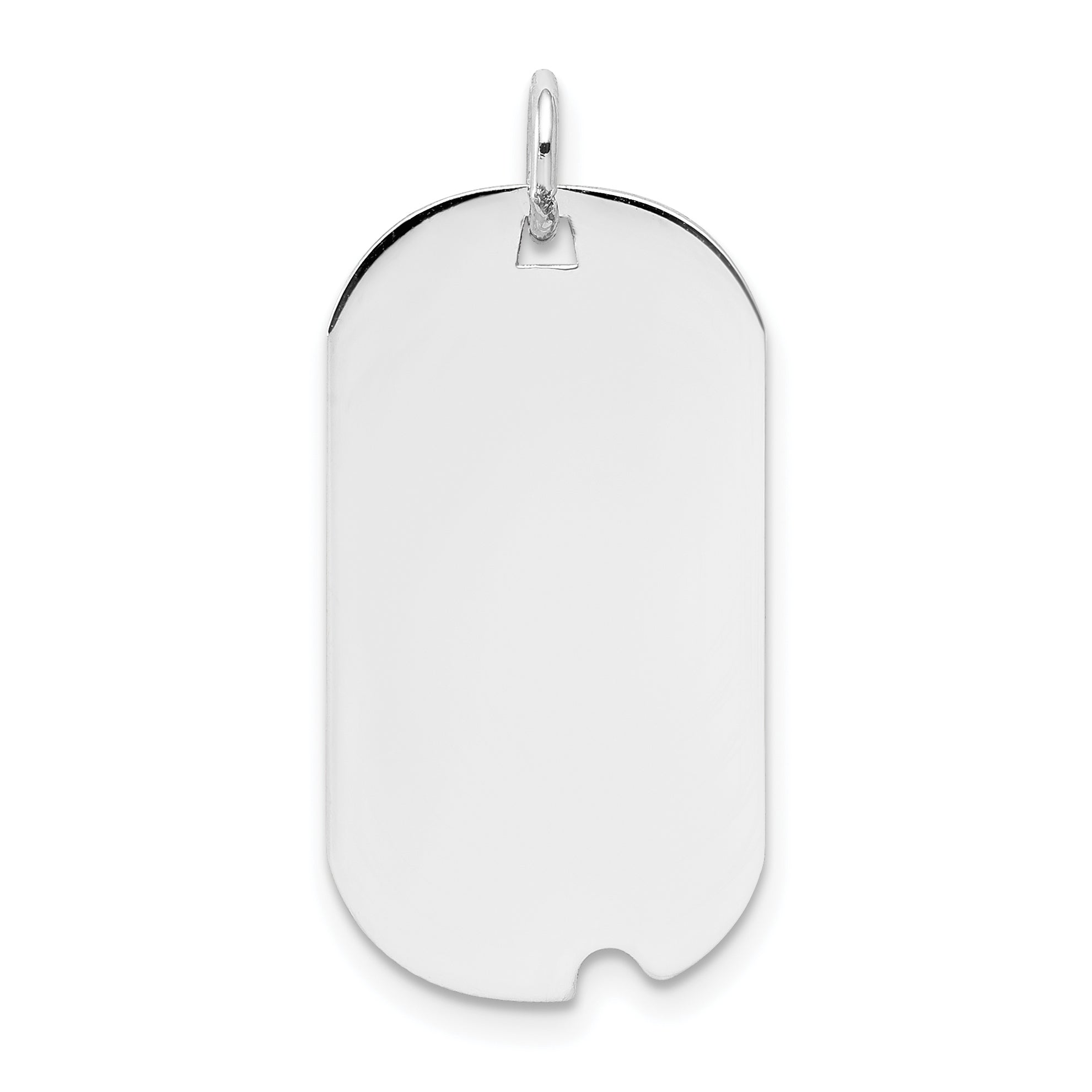 14K White Gold Plain .013 Gauge Engravable Dog Tag w/Notch Disc Charm