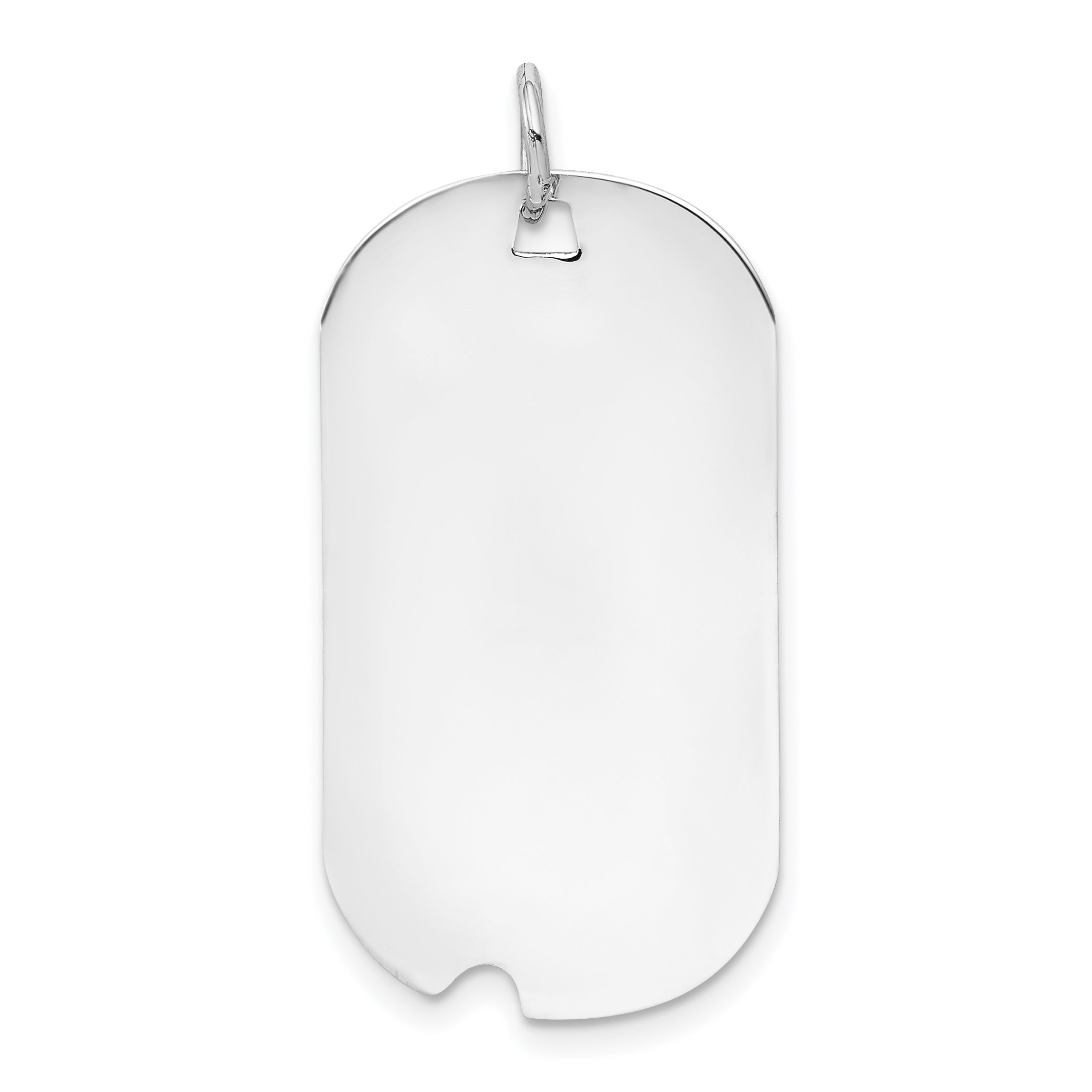 14K White Gold Plain .013 Gauge Engravable Dog Tag w/Notch Disc Charm Main image