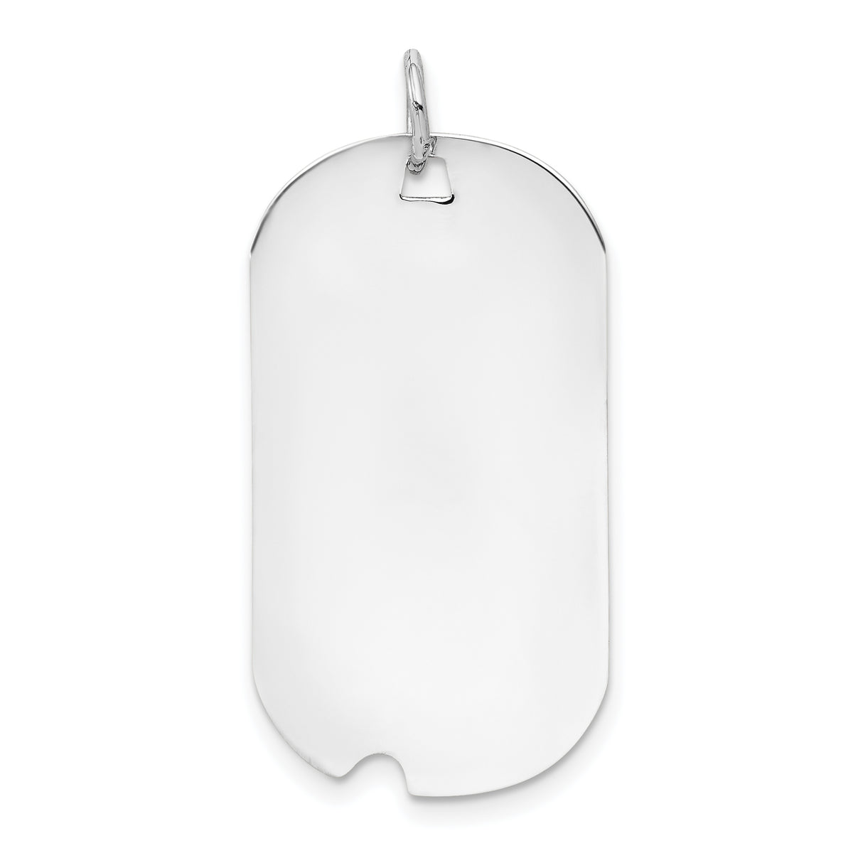 14K White Gold Plain .013 Gauge Engravable Dog Tag w/Notch Disc Charm