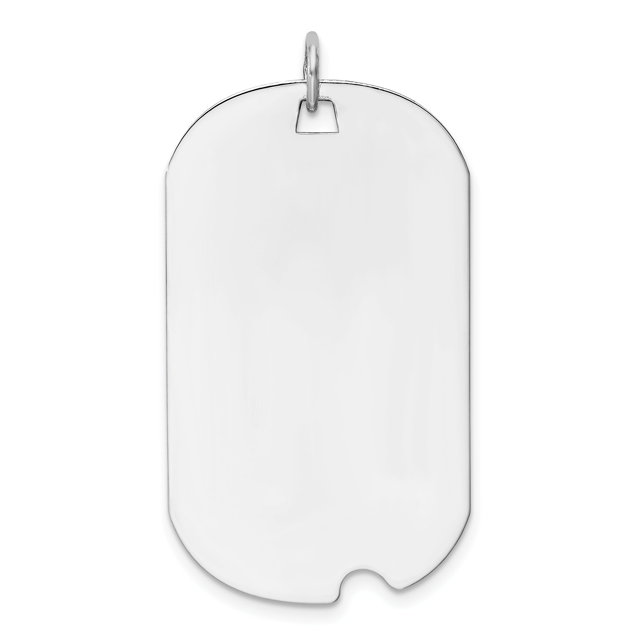 14K White Gold Plain .027 Gauge Engravable Dog Tag w/Notch Disc Charm