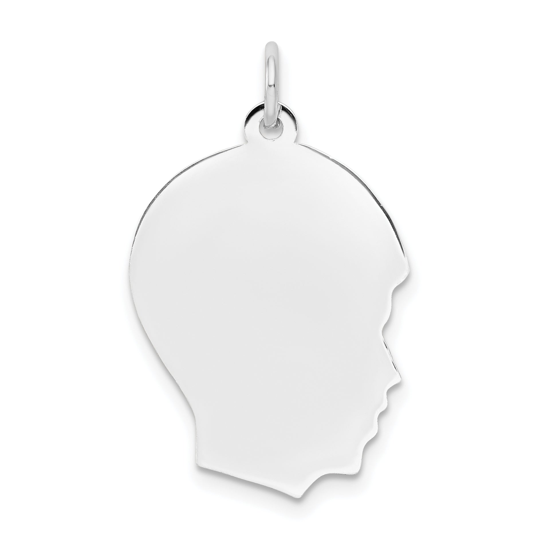 14K White Gold Plain Medium Facing Right Engravable Boy Charm Main image