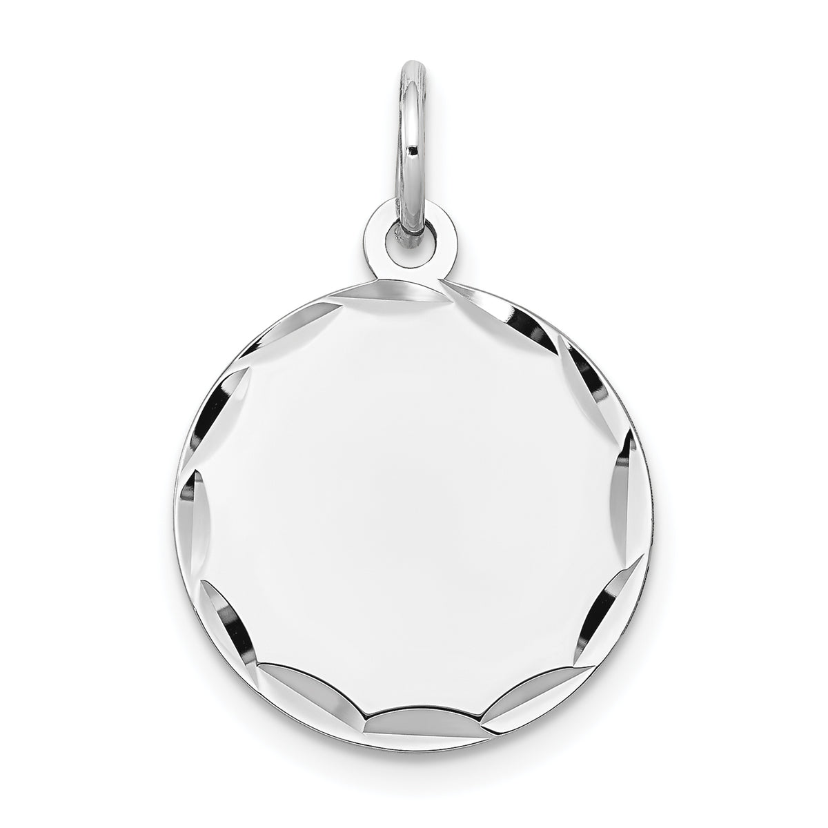 14K White Gold Etched .013 Gauge Engraveable Round Disc Charm