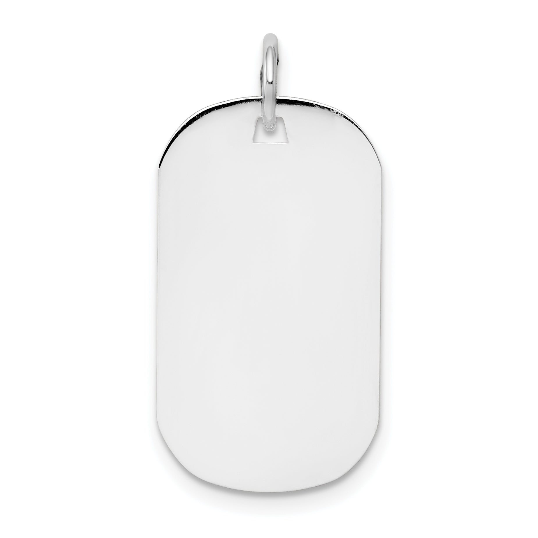 14K White Gold Plain .018 Gauge Engraveable Dog Tag Disc Charm