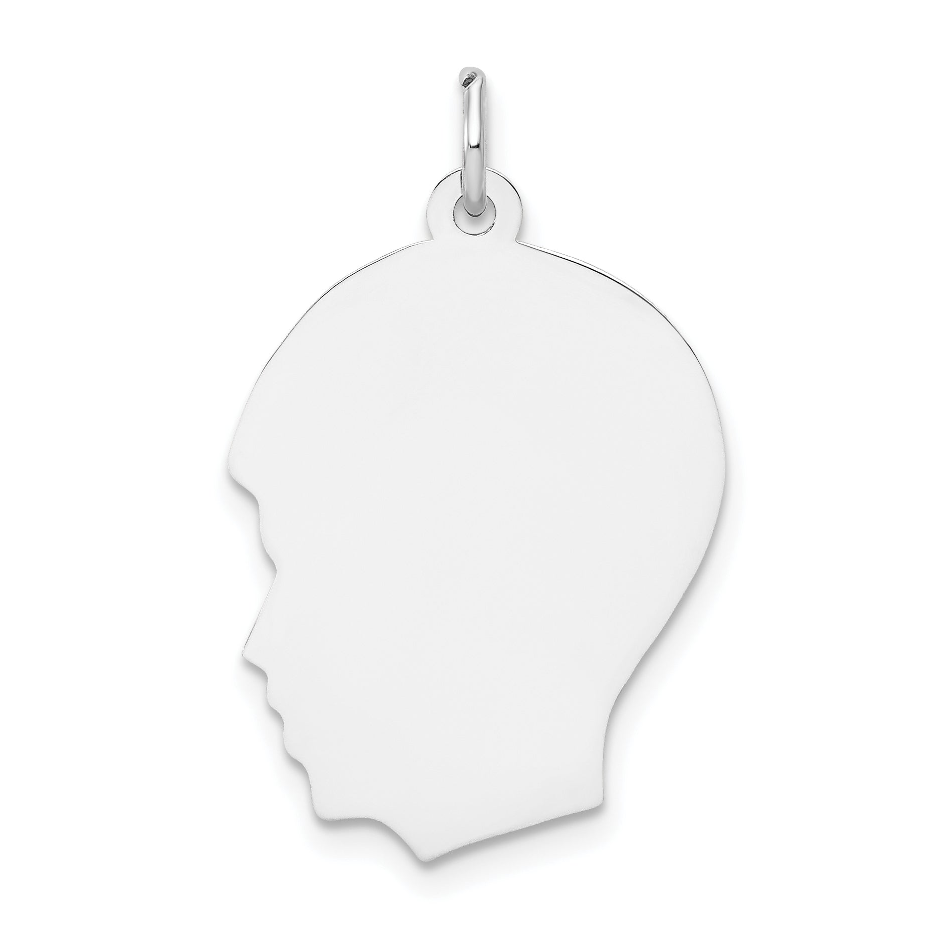 14K White Gold Plain Medium Facing Left Engravable Boy Charm Main image