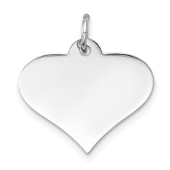 14K White Gold Plain .018 Gauge Engraveable Heart Disc Charm